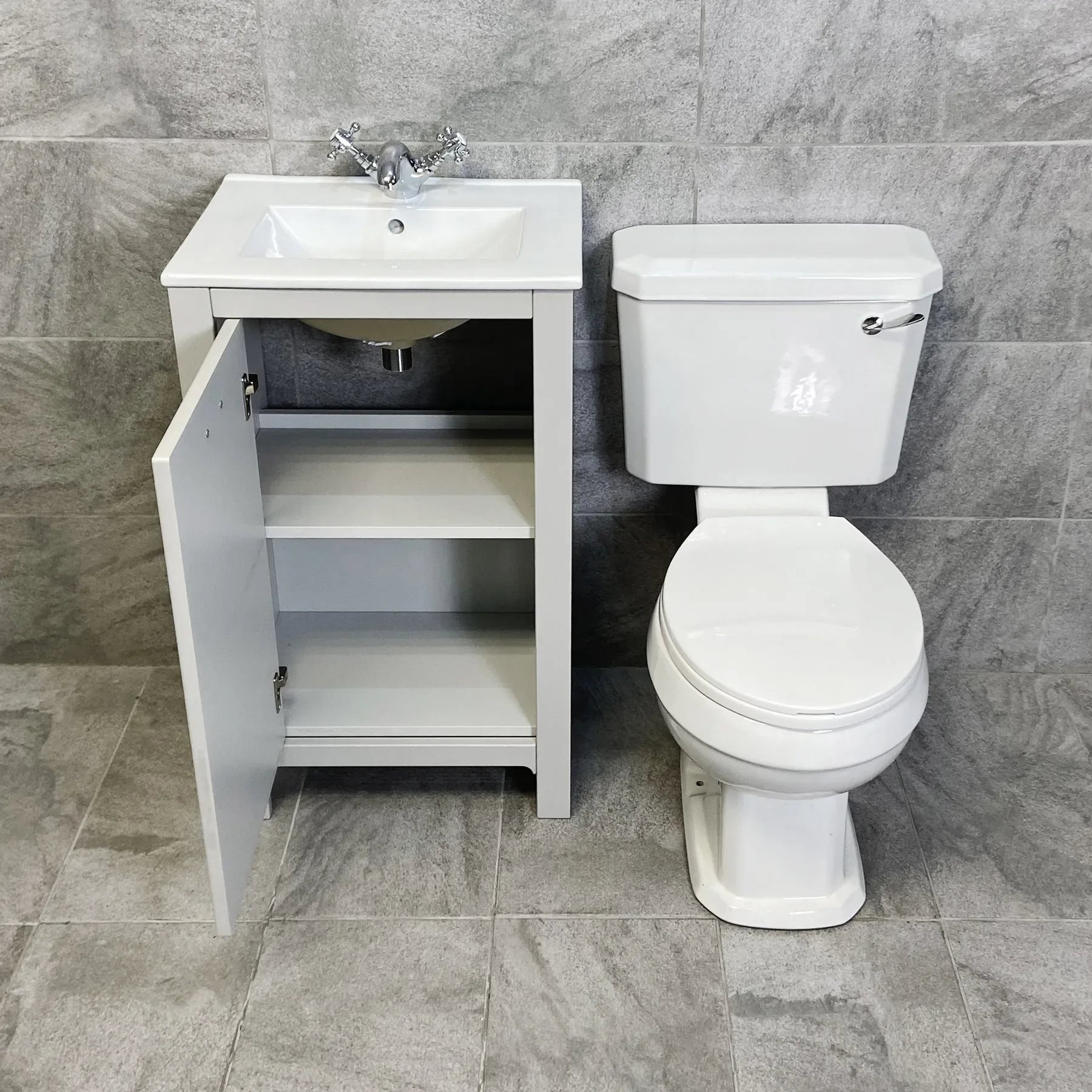 Derby Traditional Light Grey Vanity Unit + Carlton Toilet Set Cloakroom Suite 9 Derby Traditional Light Grey Vanity Unit + Carlton Toilet Set Cloakroom Suite - Image 7