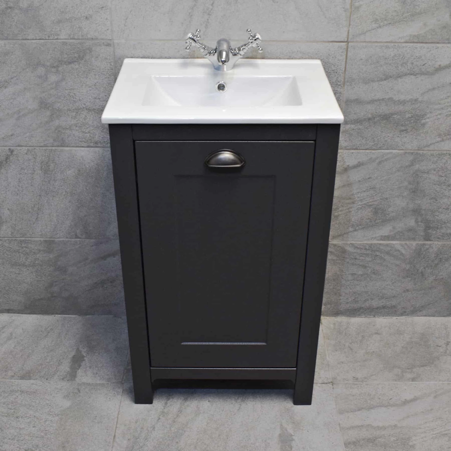 Derby 500mm Traditional Style Vanity Unit – Dark / Light Grey Oak – Optional Tap 4 Derby 500mm Traditional Style Vanity Unit – Dark / Light Grey Oak – Optional Tap - Image 2