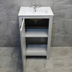 Derby 500mm Traditional Style Vanity Unit – Dark / Light Grey Oak – Optional Tap 18 Derby 500mm Traditional Style Vanity Unit – Dark / Light Grey Oak – Optional Tap -UK Bathroom Products Sales 2024 Derby 500 Vanity Light Grey Door
