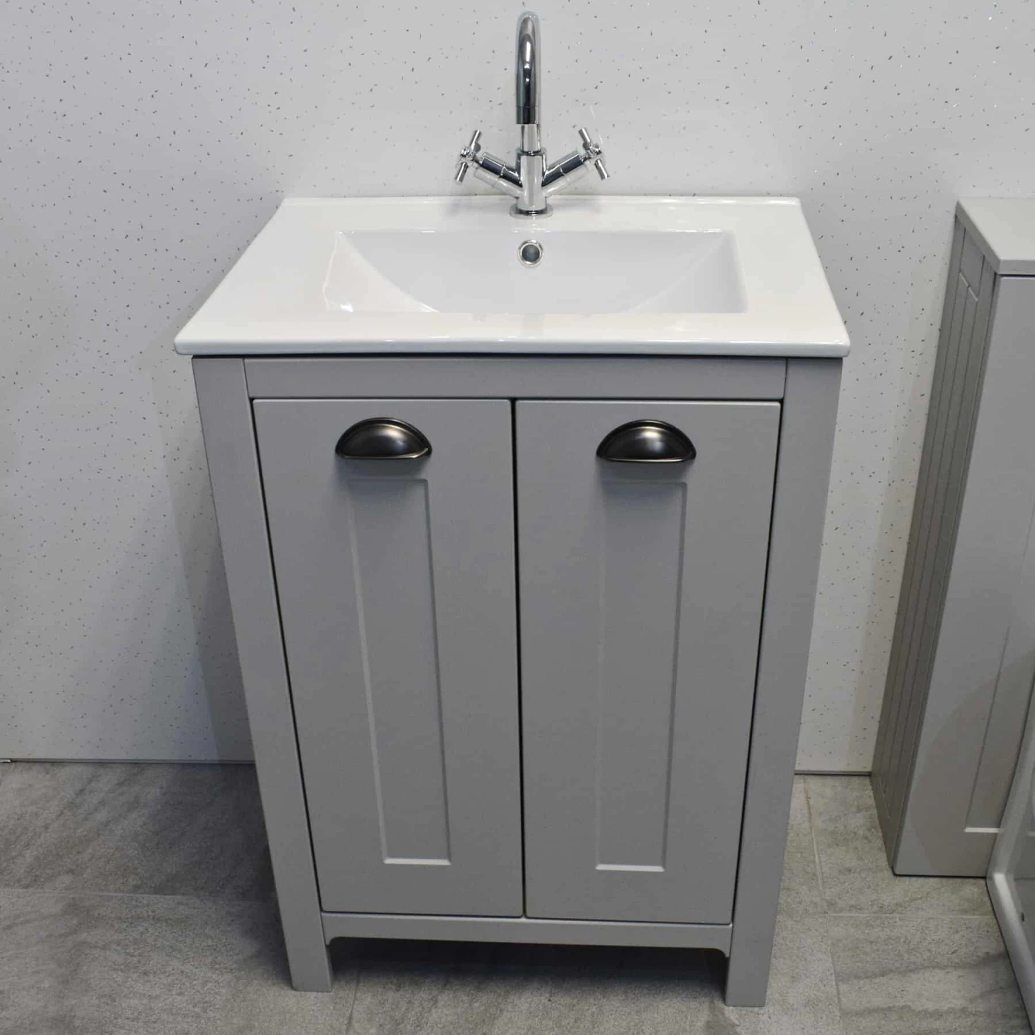 Derby Bathroom Suite Vanity Sink Basin + WC Toilet Unit – Light Grey Oak 7 Derby Bathroom Suite Vanity Sink Basin + WC Toilet Unit – Light Grey Oak - Image 5