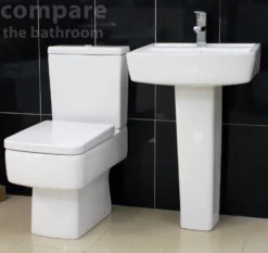 Designer Bathroom Suite Basin + Toilet Set Soft Close Seat Lifetime Guarantee
