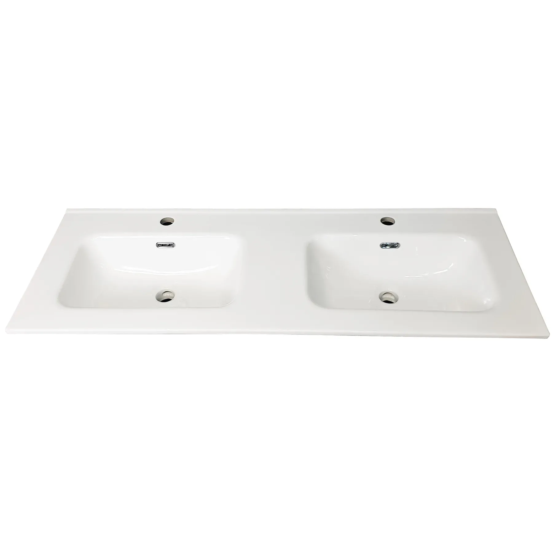 Double Basin His And Hers Twin Sink Bathroom Ceramic Modern Square Style 4 Double Basin His And Hers Twin Sink Bathroom Ceramic Modern Square Style - Image 2