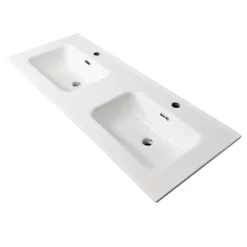 Double Basin His And Hers Twin Sink Bathroom Ceramic Modern Square Style