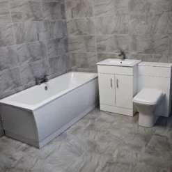 Drina Double Ended Bath With 1100mm Vanity Set Bathroom Suite White Gloss