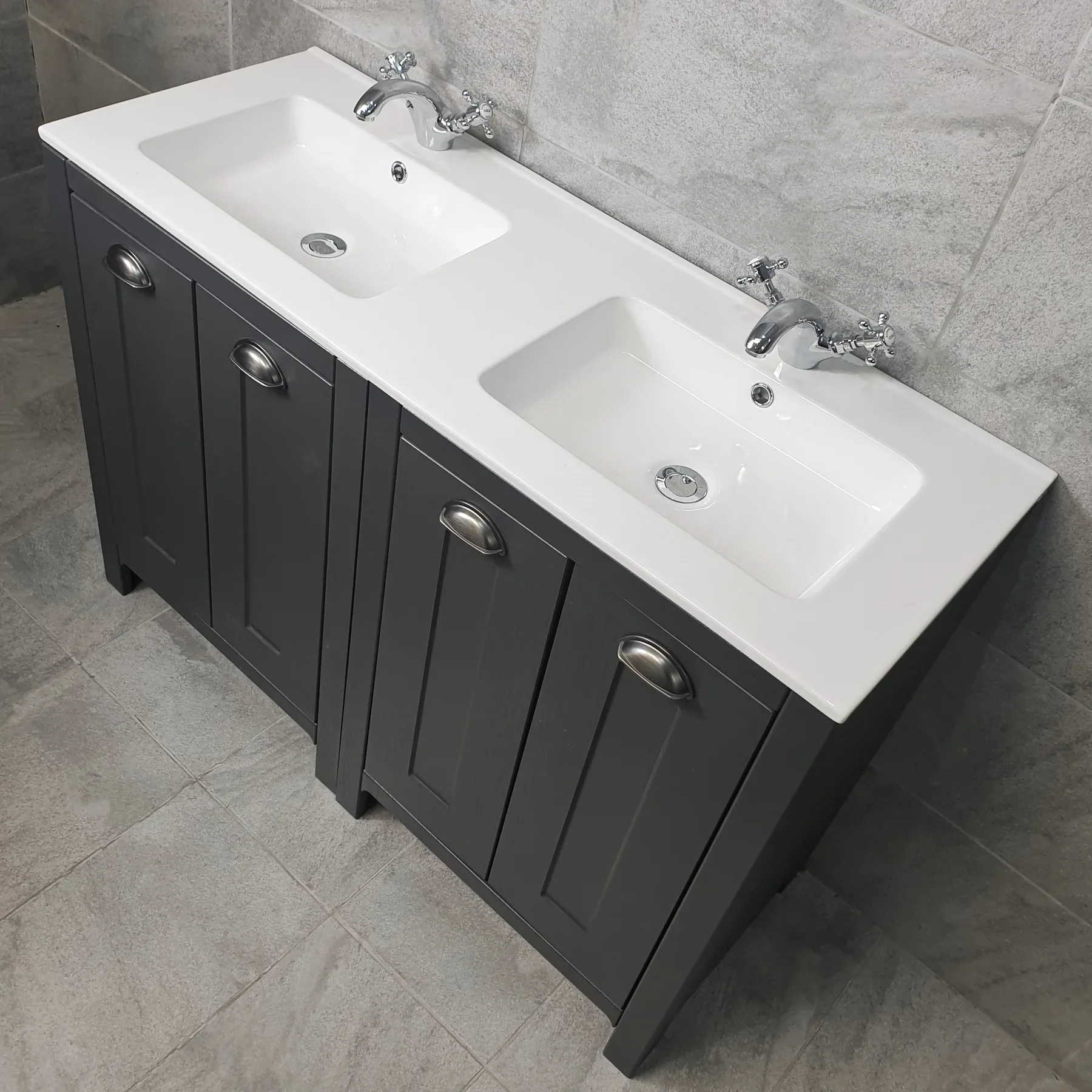 Double Vanity Basin His And Hers Twin Sink Bathroom Ceramic Modern Square Style 4 Double Vanity Basin His And Hers Twin Sink Bathroom Ceramic Modern Square Style - Image 2