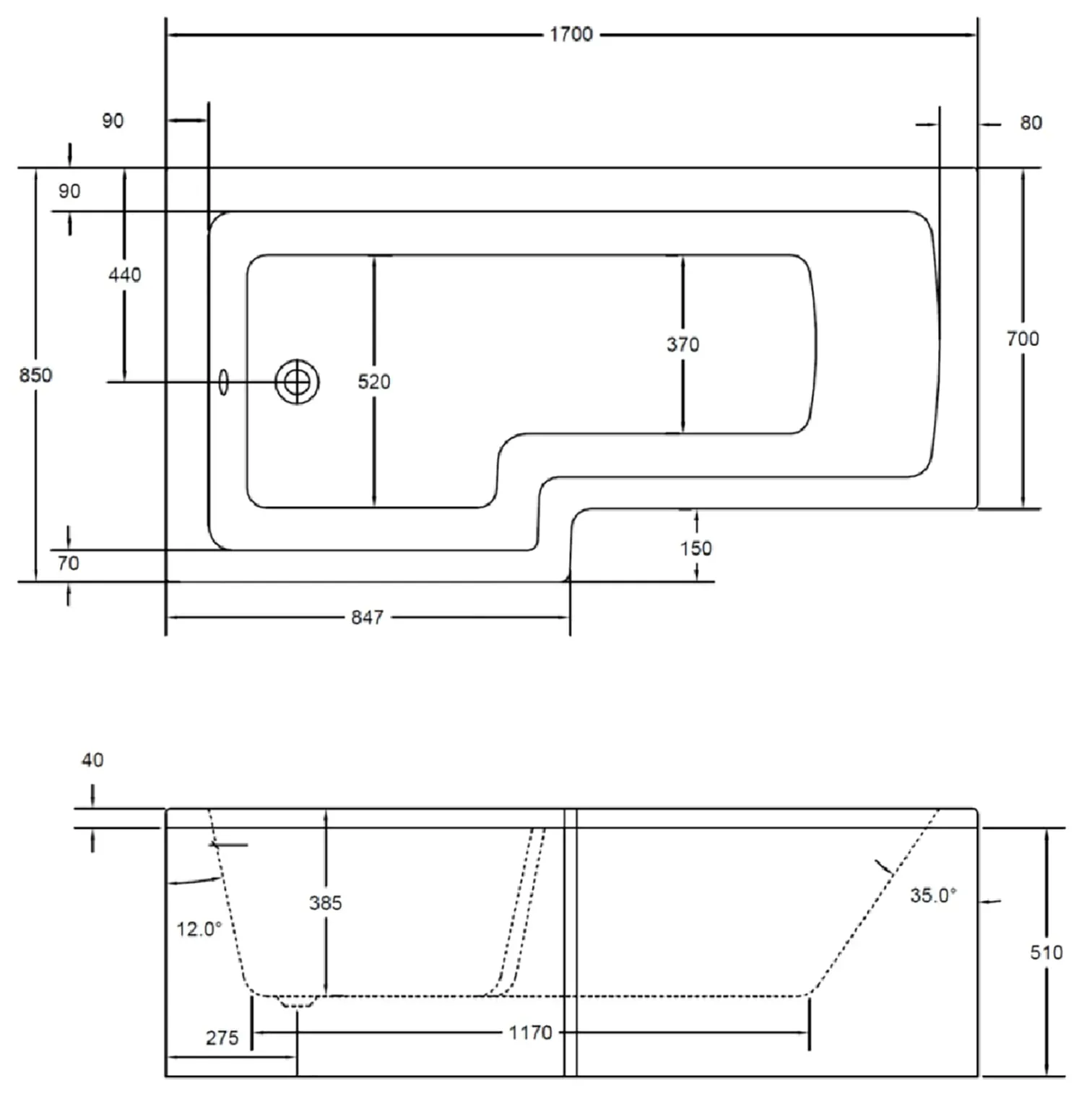Vadar L Shape Showerbath Suite 1000mm Vanity Unit Basin + Toilet Set RIGHT HAND 13 Vadar L Shape Showerbath Suite 1000mm Vanity Unit Basin + Toilet Set RIGHT HAND - Image 11