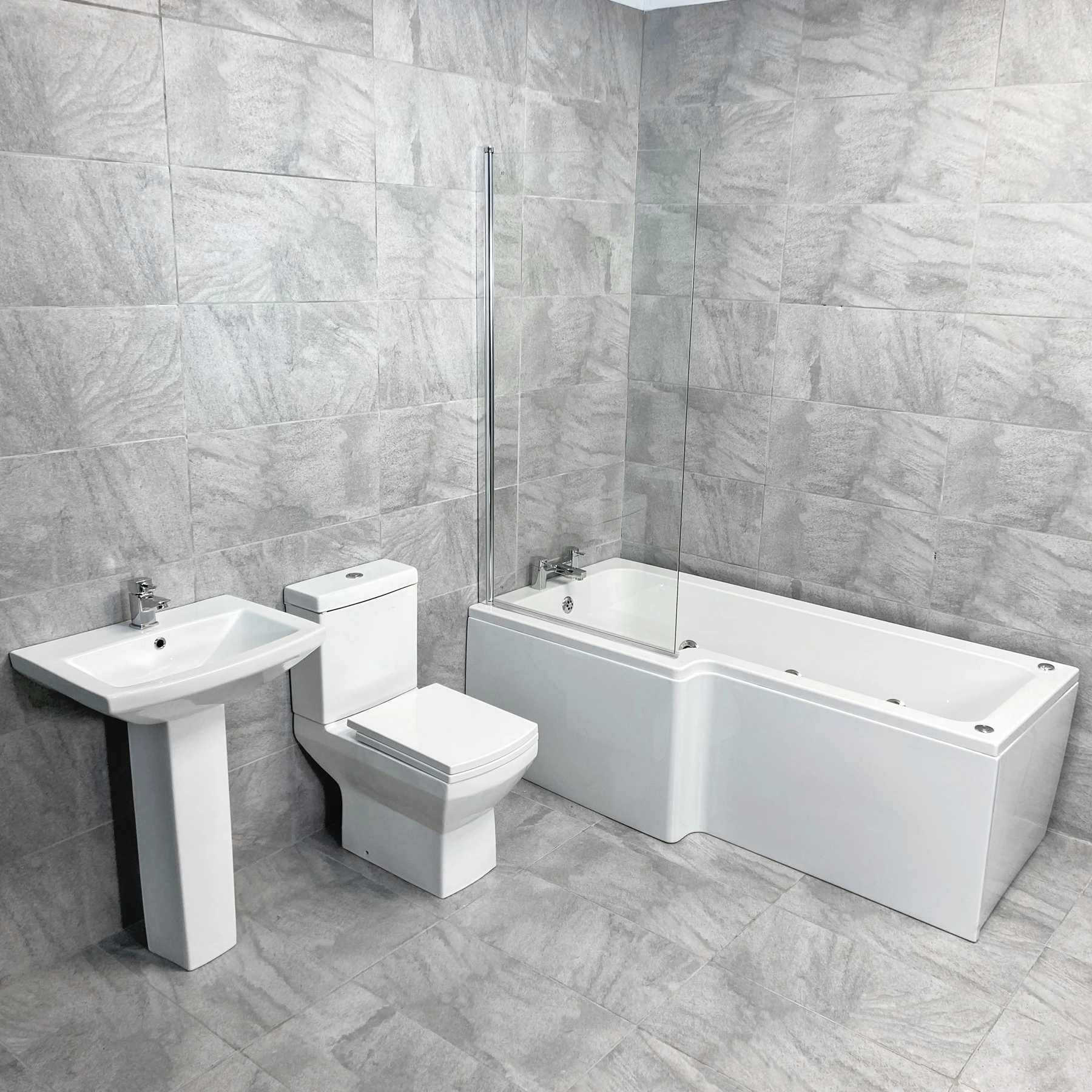 L Shaped Whirlpool Showerbath Suite With Amelia Toilet & Basin Set – Left Hand 3 L Shaped Whirlpool Showerbath Suite With Amelia Toilet & Basin Set – Left Hand