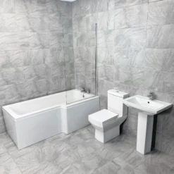 L Shaped Showerbath Suite With Amelia Toilet & Basin Set – Right Hand