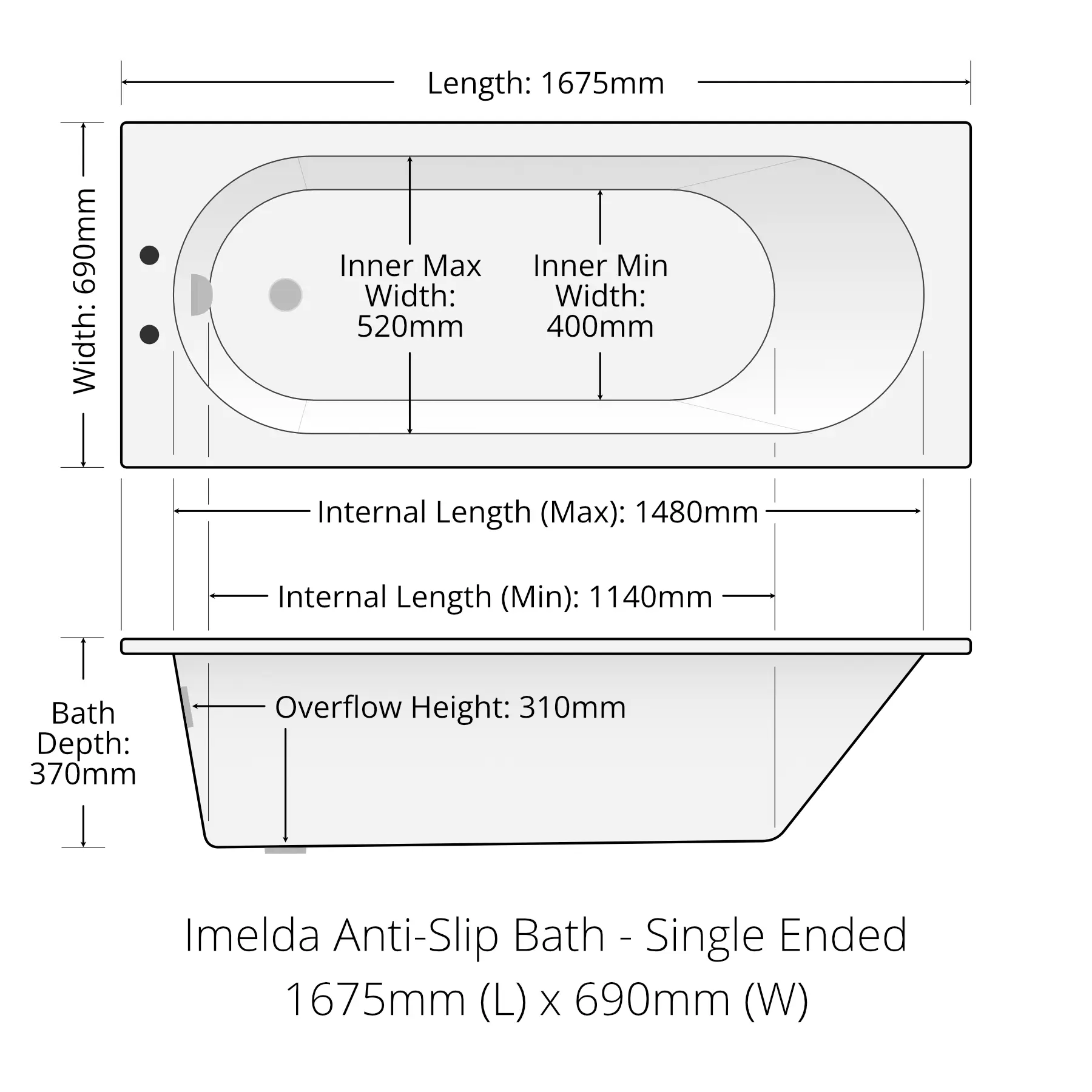1700mm Bathroom Bath Suite With 550mm Vanity Basin & Toilet Set Inc Taps 9 1700mm Bathroom Bath Suite With 550mm Vanity Basin & Toilet Set Inc Taps - Image 7