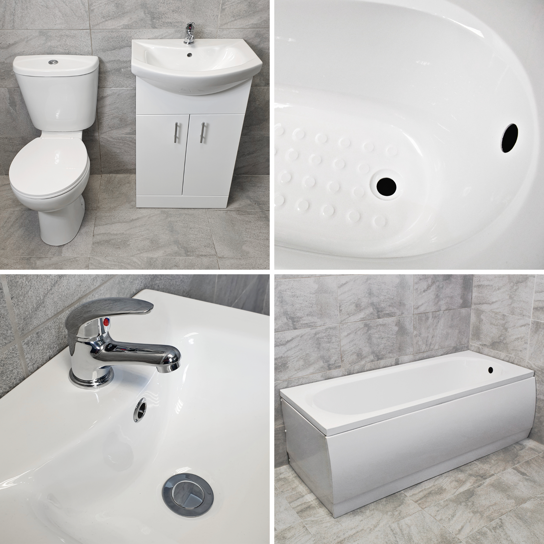 1700mm Bathroom Bath Suite With 550mm Vanity Basin & Toilet Set Inc Taps 3 1700mm Bathroom Bath Suite With 550mm Vanity Basin & Toilet Set Inc Taps