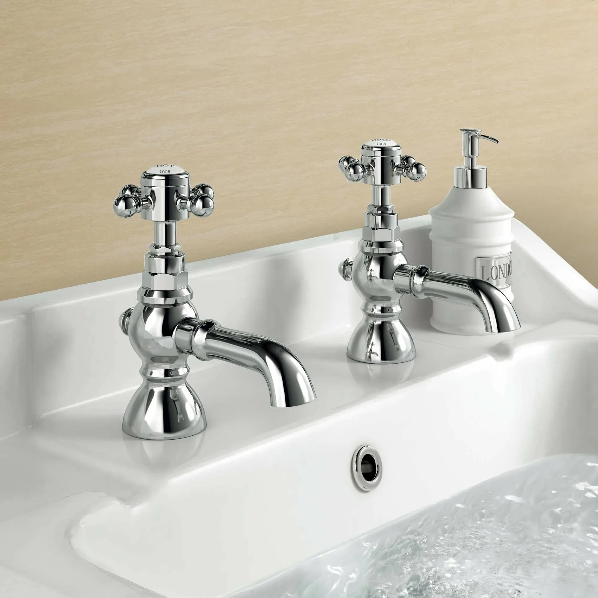 Comfrey Luxury Traditional Basin Sink Taps & Bath Taps Cross Head Chrome 3 Comfrey Luxury Traditional Basin Sink Taps & Bath Taps Cross Head Chrome