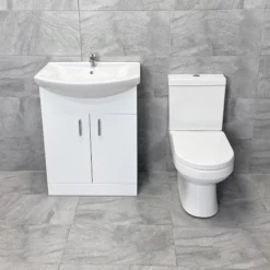 650mm Cloakroom Vanity Bathroom Suite – Basin Unit & Toilet Set With Tap Option