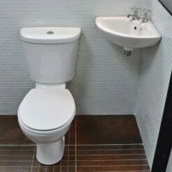Hydros Corner Cloakroom Suite, With Corner Sink And Closed Coupled Toilet