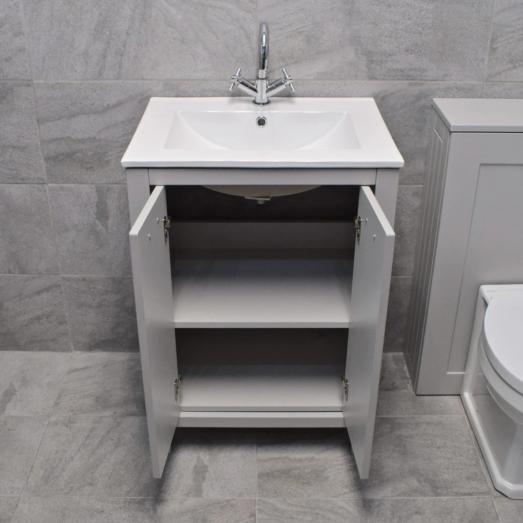Derby Bathroom Suite Vanity Sink Unit + Toilet + Bath – Light Grey 9 Derby Bathroom Suite Vanity Sink Unit + Toilet + Bath – Light Grey - Image 7