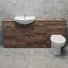 1740mm Walnut Oak Finish Bathroom Furniture Storage Suite Set Sink + Toilet
