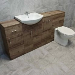 1740mm Walnut Oak Finish Bathroom Furniture Storage Suite Set Sink + Toilet 17 1740mm Walnut Oak Finish Bathroom Furniture Storage Suite Set Sink + Toilet -UK Bathroom Products Sales 2024 KIT724 A 1740 Walnut Vanity Pippa Side