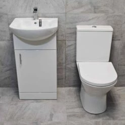 450mm Vanity Unit + Toilet Option Cloakroom Set Basin Sink Bathroom Suite + Tap 14 450mm Vanity Unit + Toilet Option Cloakroom Set Basin Sink Bathroom Suite + Tap -UK Bathroom Products Sales 2024 KIT734 450 St Moritz Molly Melissa Front 1