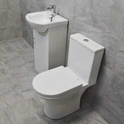 450mm Vanity Unit + Toilet Option Cloakroom Set Basin Sink Bathroom Suite + Tap 12 450mm Vanity Unit + Toilet Option Cloakroom Set Basin Sink Bathroom Suite + Tap -UK Bathroom Products Sales 2024 KIT734 450 St Moritz Molly Melissa Toilet Side