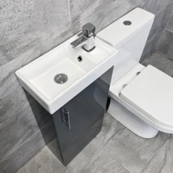 400mm Cube Cloakroom White Or Grey Vanity Basin Sink Unit With Toilet Ensuite 12 400mm Cube Cloakroom White Or Grey Vanity Basin Sink Unit With Toilet Ensuite -UK Bathroom Products Sales 2024 KIT868 CS A Cube Grey Vanity Charlie Toilet Set Basin