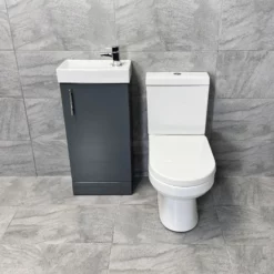 400mm Cube Cloakroom White Or Grey Vanity Basin Sink Unit With Toilet Ensuite