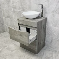 Aegean Floorstanding Vanity & Toilet Set Unit With Wok Basin & Tap In 4 Colours 29 Aegean Floorstanding Vanity & Toilet Set Unit With Wok Basin & Tap In 4 Colours -UK Bathroom Products Sales 2024 KIT900 DC dark concrete FS with Wok Basin Open Top jpg webp 1