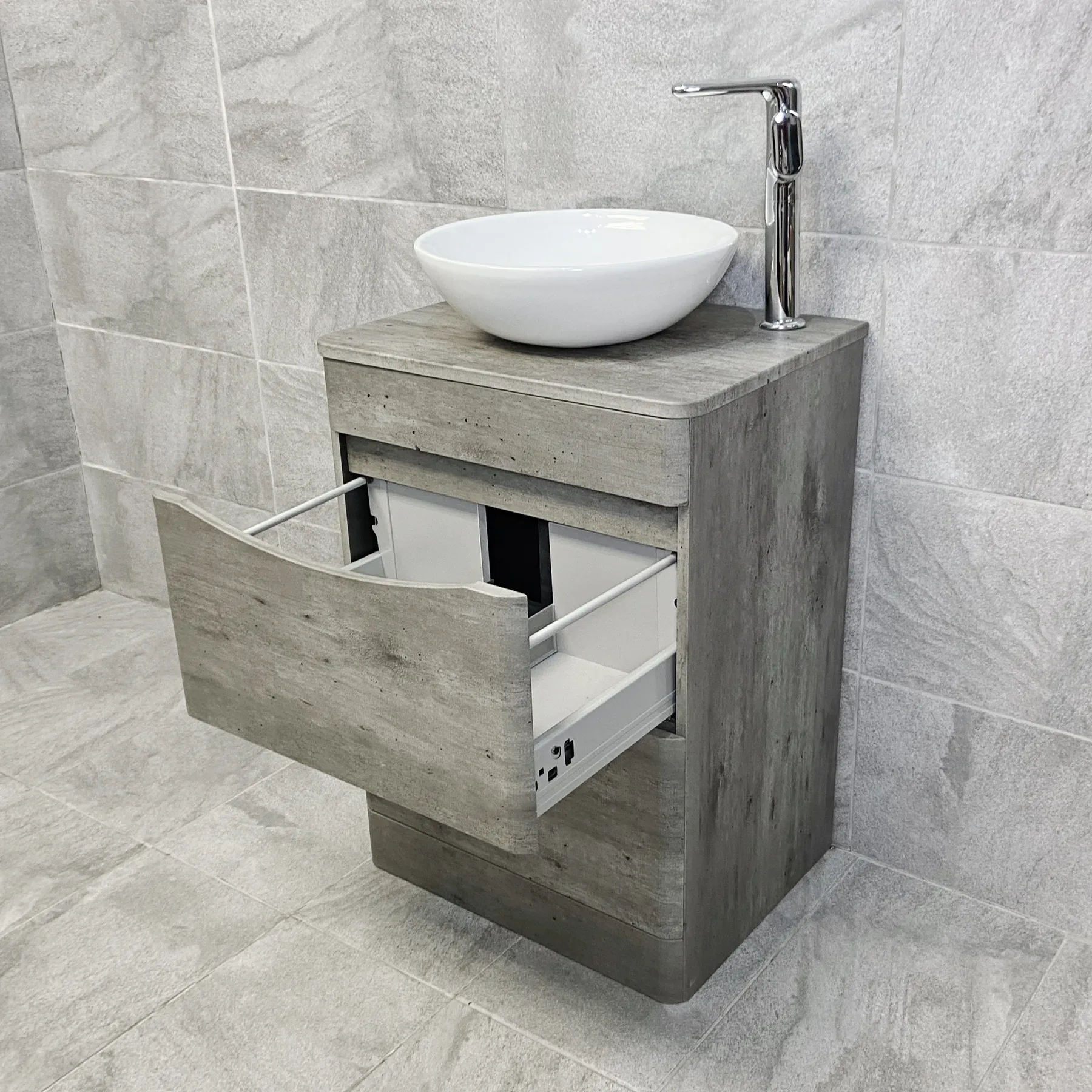Aegean Floorstanding Bathroom Vanity Unit With Wok Basin & Tap In 4 Colours 8 Aegean Floorstanding Bathroom Vanity Unit With Wok Basin & Tap In 4 Colours - Image 6