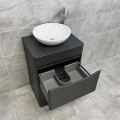 Aegean Floorstanding Bathroom Vanity Unit With Wok Basin & Tap In 4 Colours 26 Aegean Floorstanding Bathroom Vanity Unit With Wok Basin & Tap In 4 Colours -UK Bathroom Products Sales 2024 KIT900 DG matt dark grey FS with Wok Basin Open Top jpg webp