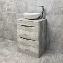 Aegean Floorstanding Vanity & WC Set Unit With Wok Basin & Tap In 4 Colours 30 Aegean Floorstanding Vanity & WC Set Unit With Wok Basin & Tap In 4 Colours -UK Bathroom Products Sales 2024 KIT900 LC light concrete FS with Wok Basin Side jpg webp 2