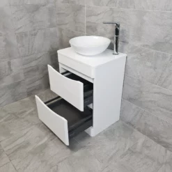 Aegean Floorstanding Vanity & WC Set Unit With Wok Basin & Tap In 4 Colours 34 Aegean Floorstanding Vanity & WC Set Unit With Wok Basin & Tap In 4 Colours -UK Bathroom Products Sales 2024 KIT900 WG white gloss FS with Wok Basin Open jpg webp 2