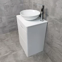 Aegean Floorstanding Bathroom Vanity Unit With Wok Basin & Tap In 4 Colours 29 Aegean Floorstanding Bathroom Vanity Unit With Wok Basin & Tap In 4 Colours -UK Bathroom Products Sales 2024 KIT900 WG white gloss FS with Wok Basin Side jpg webp