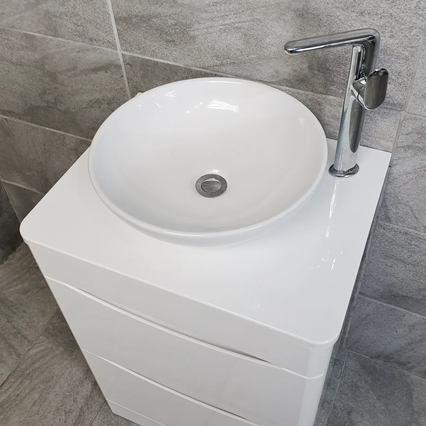 Aegean Floorstanding Bathroom Vanity Unit With Wok Basin & Tap In 4 Colours 5 Aegean Floorstanding Bathroom Vanity Unit With Wok Basin & Tap In 4 Colours - Image 3