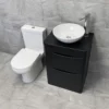 Aegean Satin Black Floorstanding Vanity Unit & Toilet Suite With Wok Basin & Tap 2 Aegean Satin Black Floorstanding Vanity Unit & Toilet Suite With Wok Basin & Tap -UK Bathroom Products Sales 2024 KIT902 SB Moonstone Satin Black Vanity Wok Charlie Above jpg webp