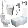 Complete Right Hand L Shape Shower Bath Suite Inc Vanity Unit, Screen & Taps 2 Complete Right Hand L Shape Shower Bath Suite Inc Vanity Unit, Screen & Taps -UK Bathroom Products Sales 2024 KIT962 L SHAPED SHOWERBATH SUITE WITH 550mm VANITY VALVE COLLAGE RH jpg