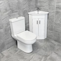 Hydros Corner Vanity 2 Door Basin Sink Unit + Toilet Cloakroom Ensuite