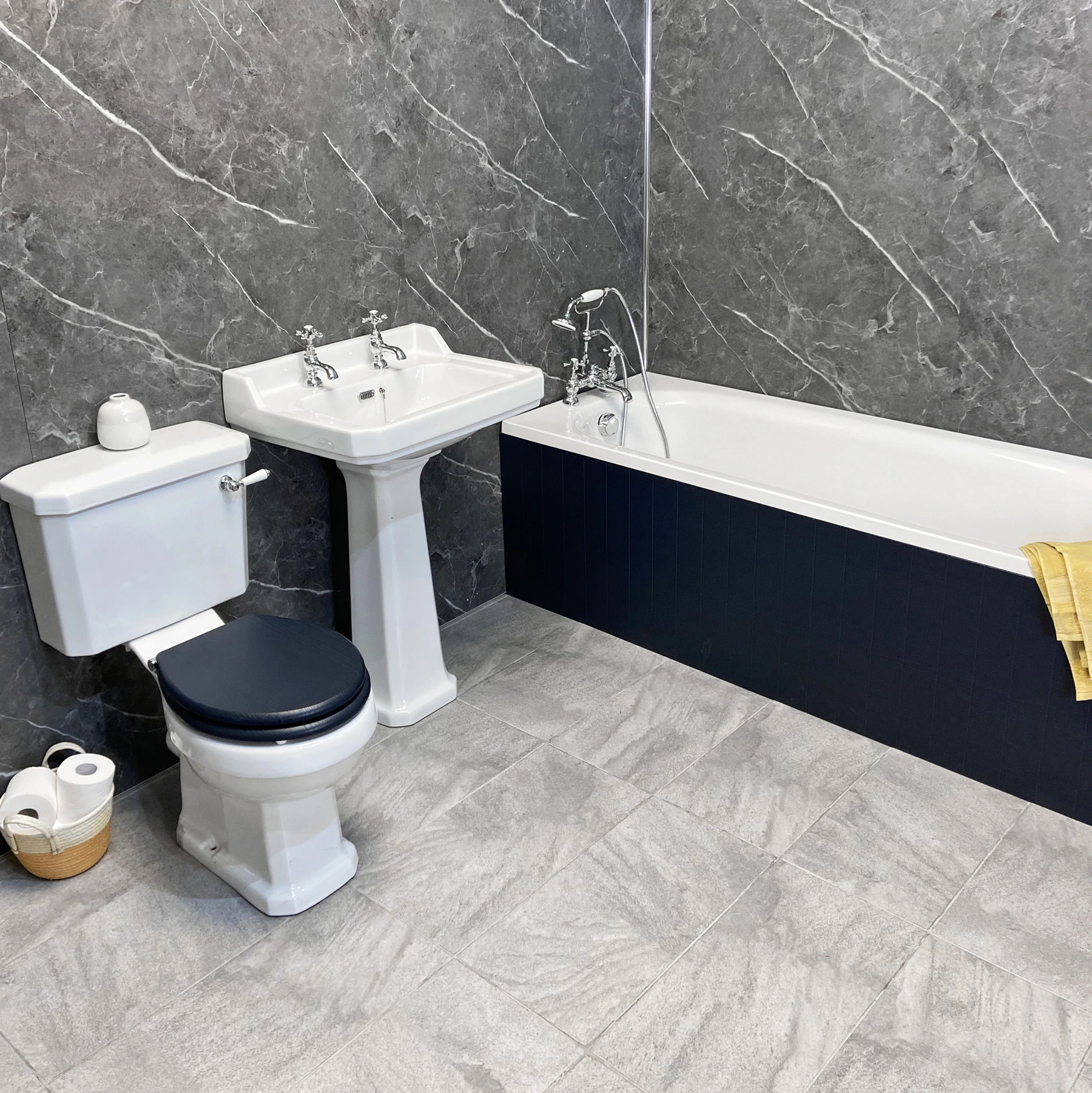 Carlton Imelda Complete Traditional Bathroom Suite With Indigo Blue Bath Panel 4 Carlton Imelda Complete Traditional Bathroom Suite With Indigo Blue Bath Panel - Image 2