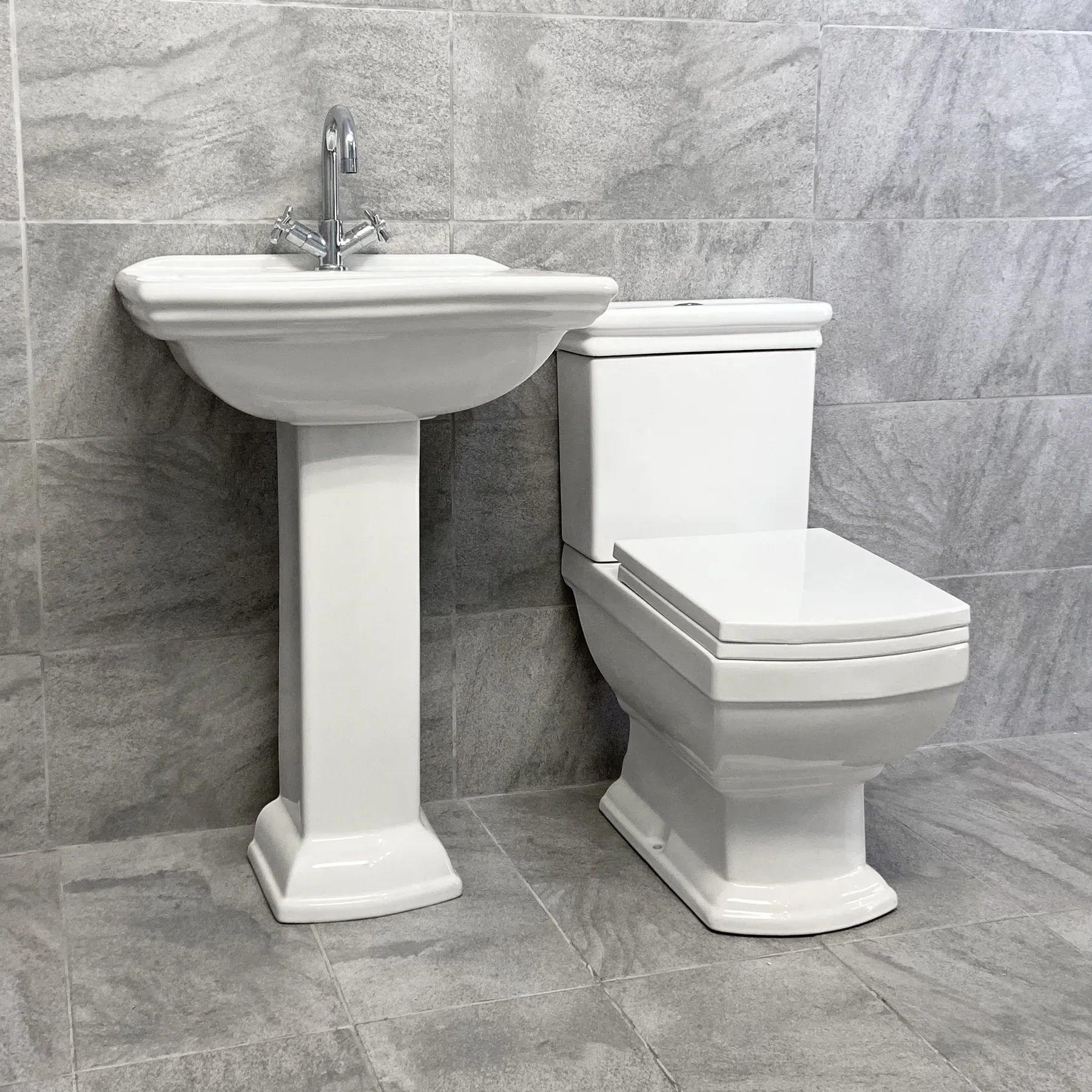 Harriet Art Deco Style Basin & Toilet Set Bathroom Suite Traditional Style 3 Harriet Art Deco Style Basin & Toilet Set Bathroom Suite Traditional Style