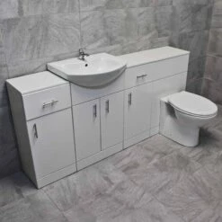 1740mm White Gloss Bathroom Furniture Storage Suite Set Sink + Toilet 14 1740mm White Gloss Bathroom Furniture Storage Suite Set Sink + Toilet -UK Bathroom Products Sales 2024 Kit723 A White Gloss Vanity Pippa Side