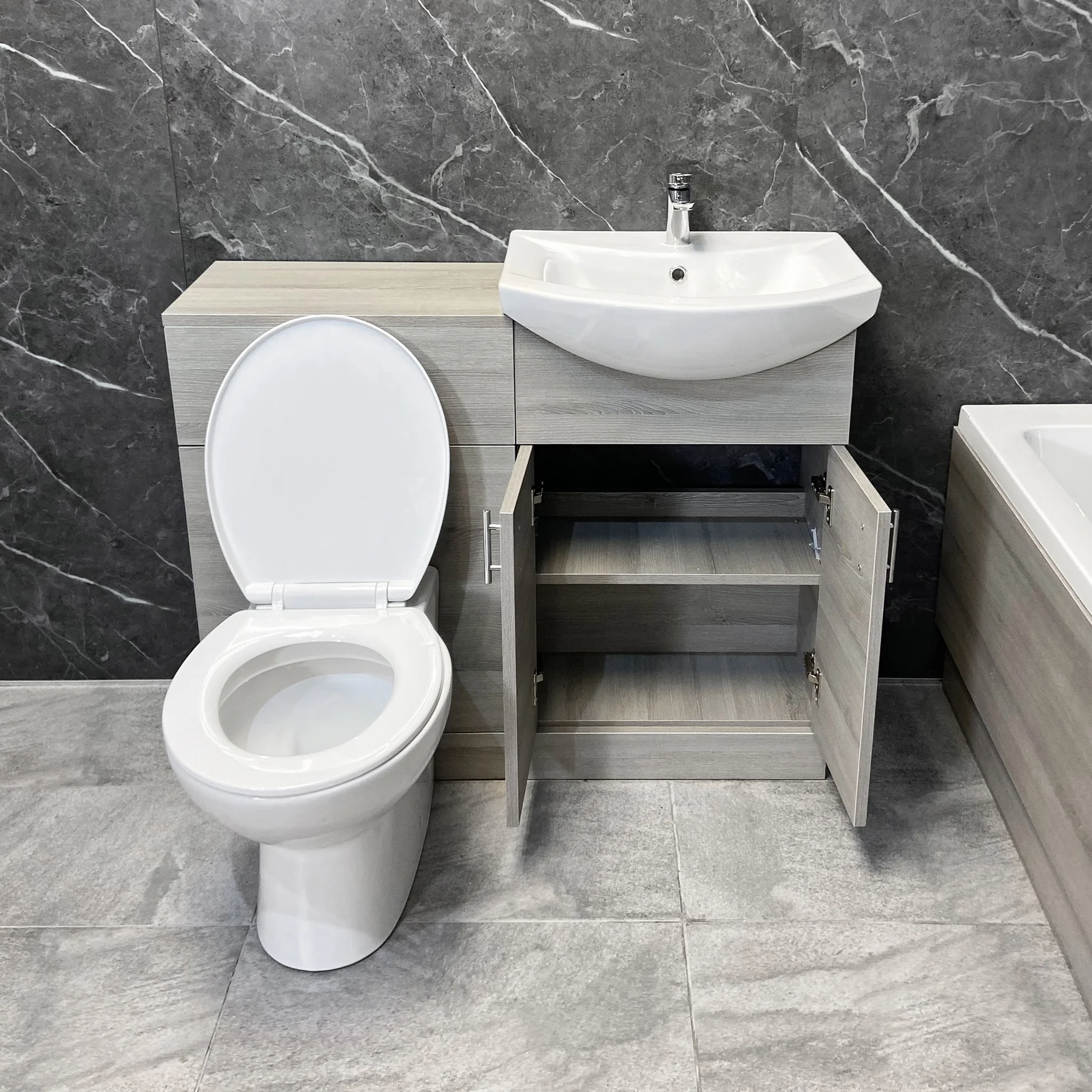 Siera Modern Grey Ash 1050mm Vanity Suite Inc Taps Units Toilet + Bath 7 Siera Modern Grey Ash 1050mm Vanity Suite Inc Taps Units Toilet + Bath - Image 5