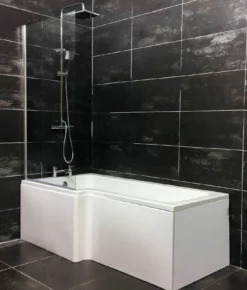 L Shaped Square Shower Bath With Screen And Panel – Left Hand Option