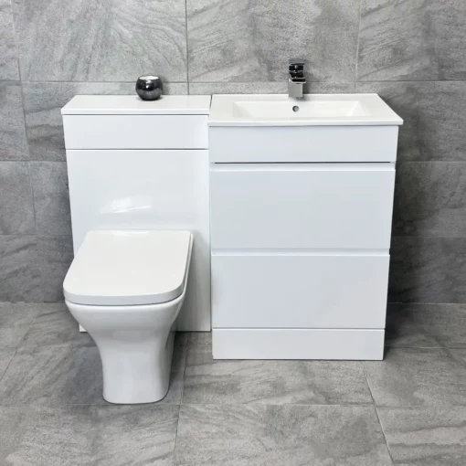 1100mm Luna Vanity Furniture Basin Sink And Toilet Set Bathroom Suite Units -UK Bathroom Products Sales 2024 Lucca Luna Vanity WC Set Front jpg webp