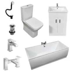 Tess 1700 X 750mm Double Ended Bath Modern Style Complete Bathroom Suite