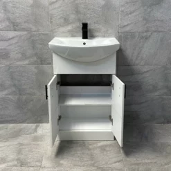 Vanity Unit Bathroom Sink Basin Storage With Black Handles White – Various Sizes 12 Vanity Unit Bathroom Sink Basin Storage With Black Handles White – Various Sizes -UK Bathroom Products Sales 2024 Mediterranean 550mm Black Handles 4 jpg webp