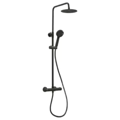 Myla Matt Black Thermostatic Bathroom Bar Mixer Valve Shower Set Dual Head
