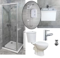 Mino 900mm Pivot Shower Suite Package Ensuite Inc Vanity Unit + Toilet
