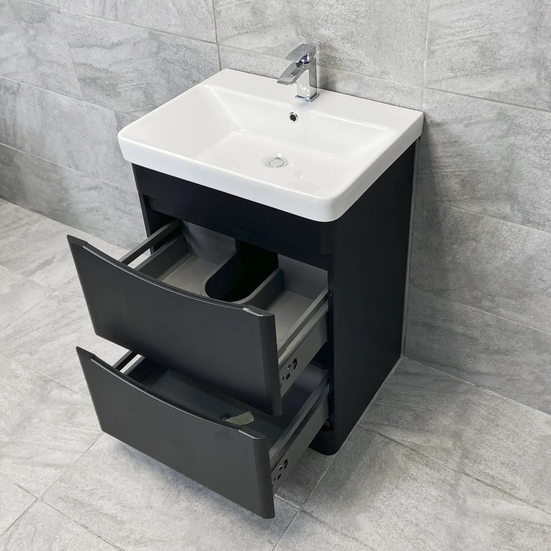 Aegean Satin Black Bathroom Furniture 1100mm Basin Sink Unit + Toilet Suite 8 Aegean Satin Black Bathroom Furniture 1100mm Basin Sink Unit + Toilet Suite - Image 6