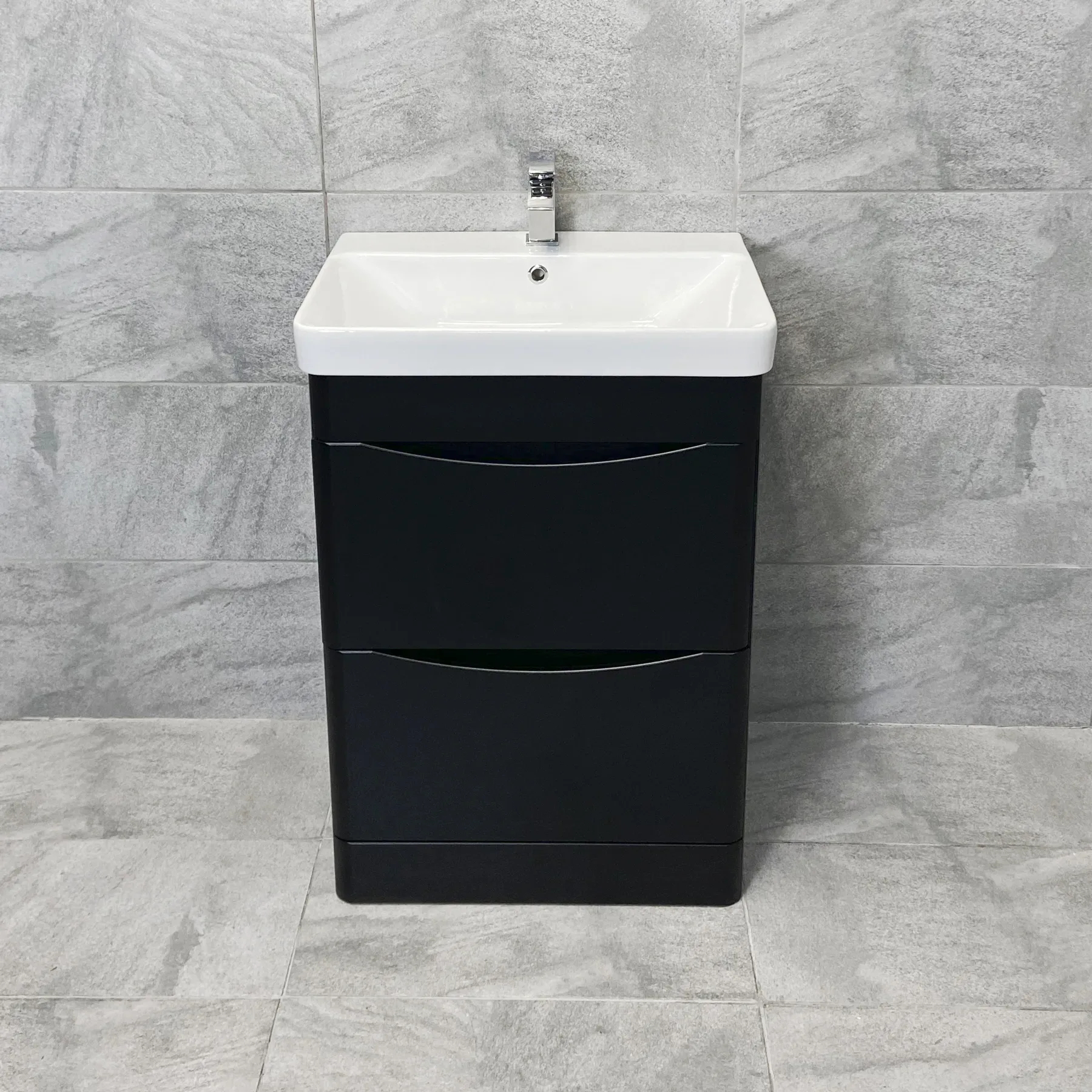 Aegean Satin Black Bathroom Furniture 1100mm Basin Sink Unit + Toilet Suite 7 Aegean Satin Black Bathroom Furniture 1100mm Basin Sink Unit + Toilet Suite - Image 5