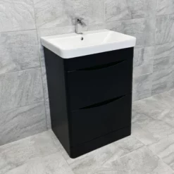 Aegean 600mm Floorstanding Bathroom Vanity Basin Sink Unit – Satin Black 8 Aegean 600mm Floorstanding Bathroom Vanity Basin Sink Unit – Satin Black -UK Bathroom Products Sales 2024 Moonstone Satin Black FS Side jpg