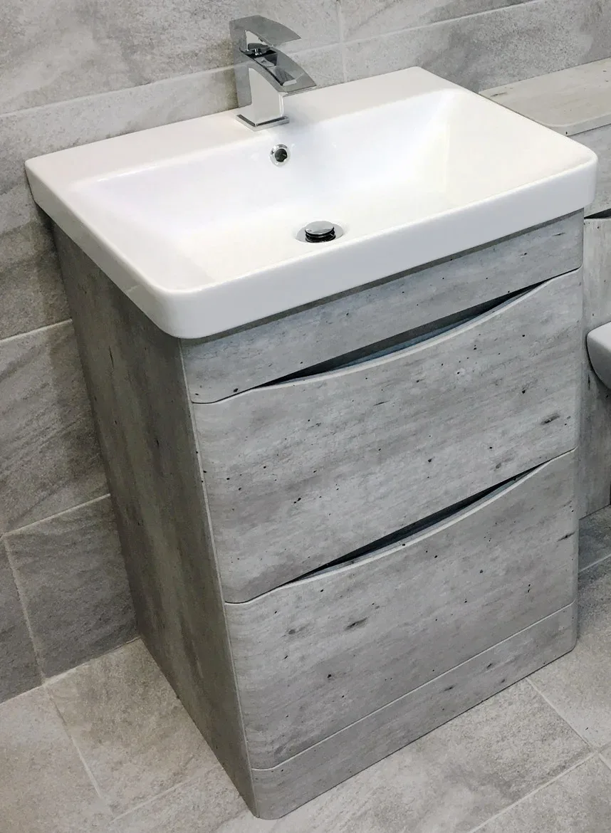 Aegean Light Concrete Grey Bathroom Furniture Set 600mm Basin Unit + Toilet 4 Aegean Light Concrete Grey Bathroom Furniture Set 600mm Basin Unit + Toilet - Image 2