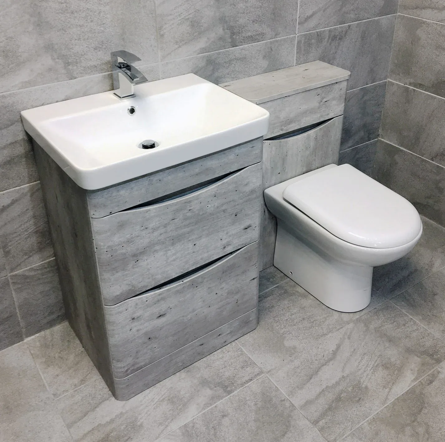 Aegean Light Concrete Grey Bathroom Furniture Set 600mm Basin Unit + Toilet 10 Aegean Light Concrete Grey Bathroom Furniture Set 600mm Basin Unit + Toilet - Image 8