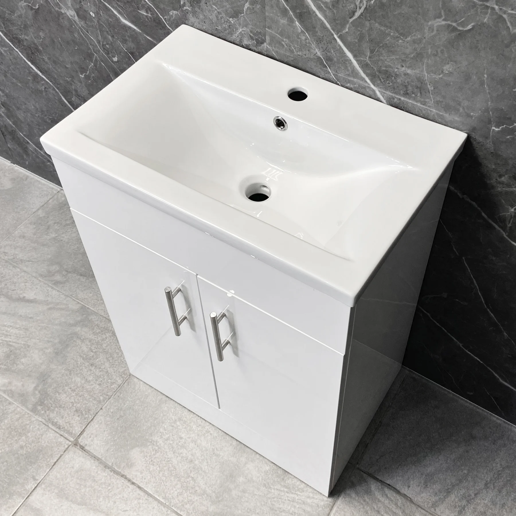 Naomi 600mm Vanity Basin Sink Unit + Short Projection Toilet Bathroom Set White 5 Naomi 600mm Vanity Basin Sink Unit + Short Projection Toilet Bathroom Set White - Image 3